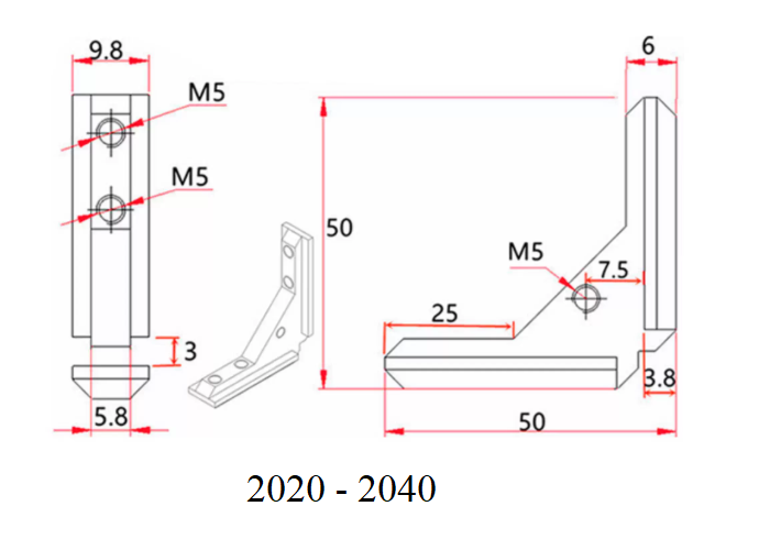 Ke Chìm Bắt Gốc Nhôm 20x20