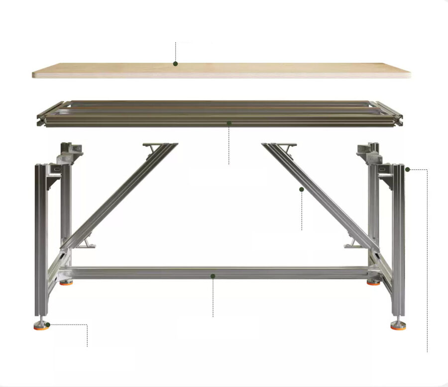 Bàn Làm Việc DIY Khung Nhôm Định Hình – Giải Pháp Linh Hoạt Cho Gia Đình