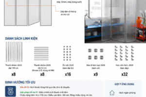 Vách ngăn nhôm định hình 2020 kết hợp tấm lấy sáng – Thiết kế DIY linh hoạt
