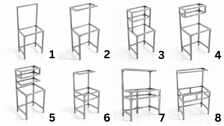 Bàn học khung nhôm định hình có kệ